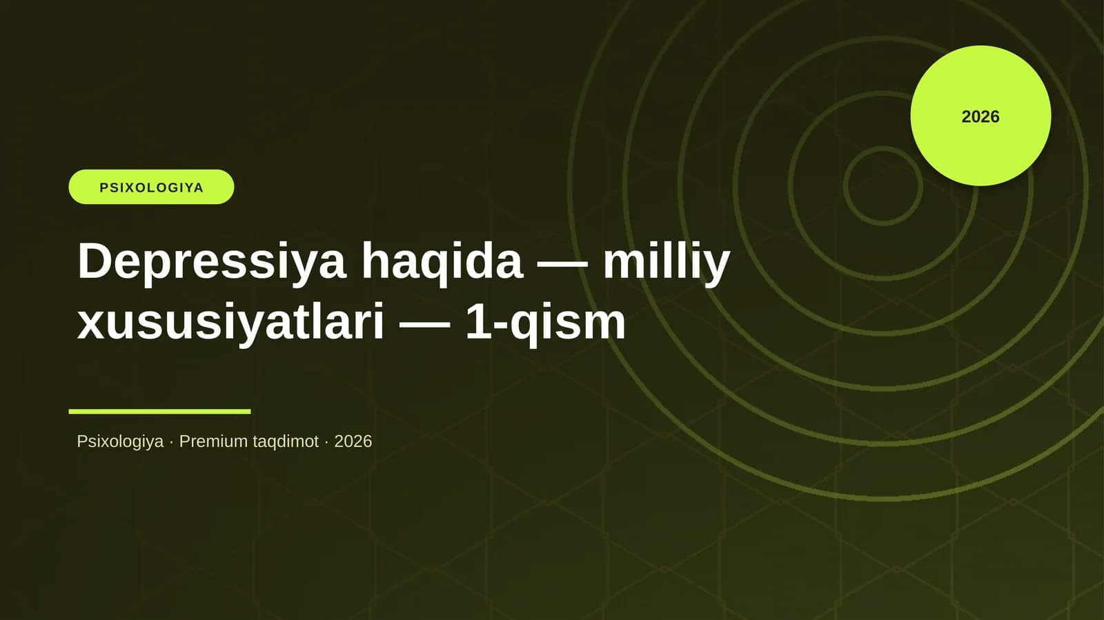 Depressiya haqida — milliy xususiyatlari — 1-qism