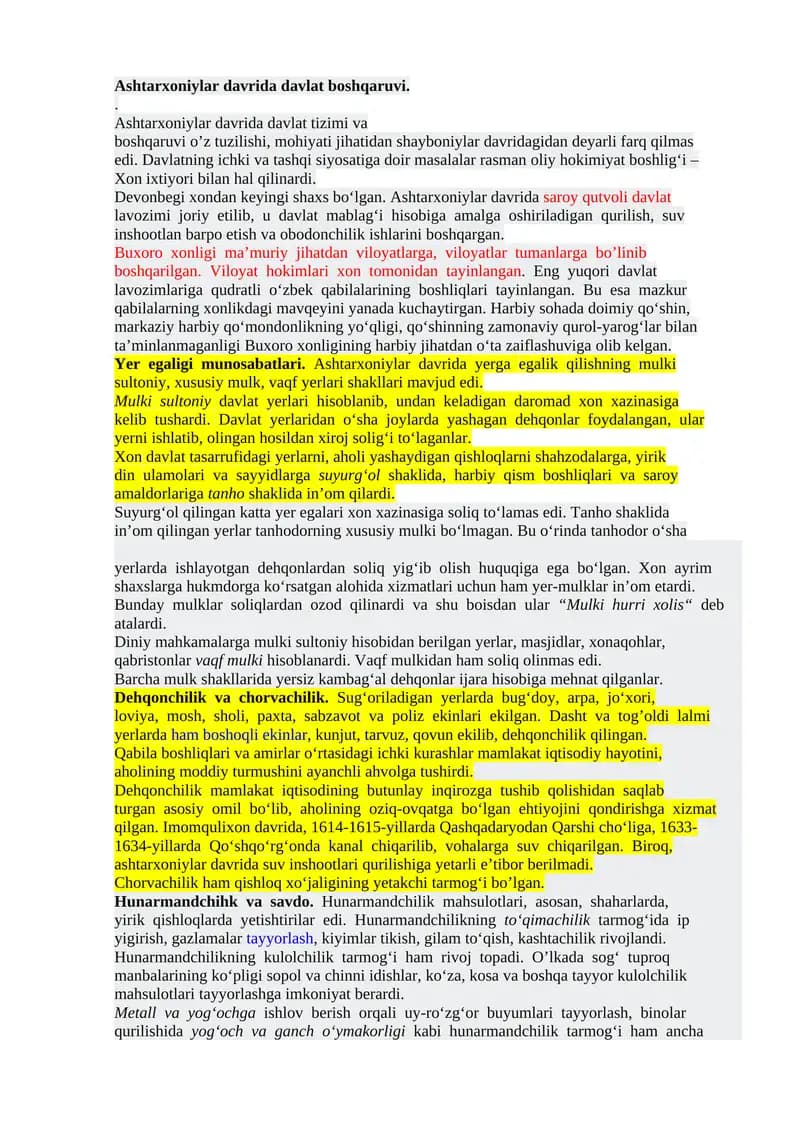 Ashtarxoniylar Davrida Davlat Boshqaruvchilari