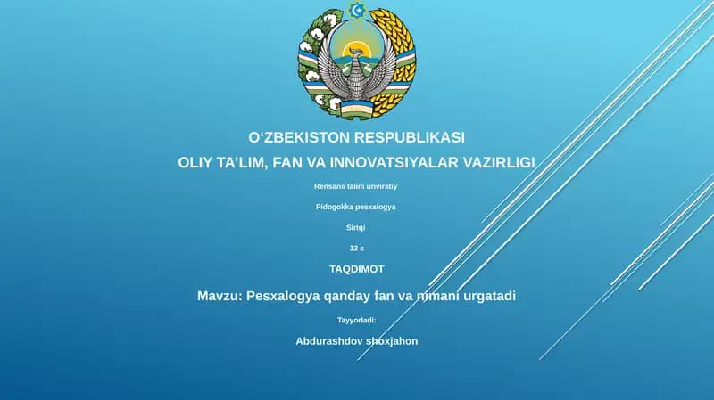 Pesxalogya qanday fan va nimani urgatadi