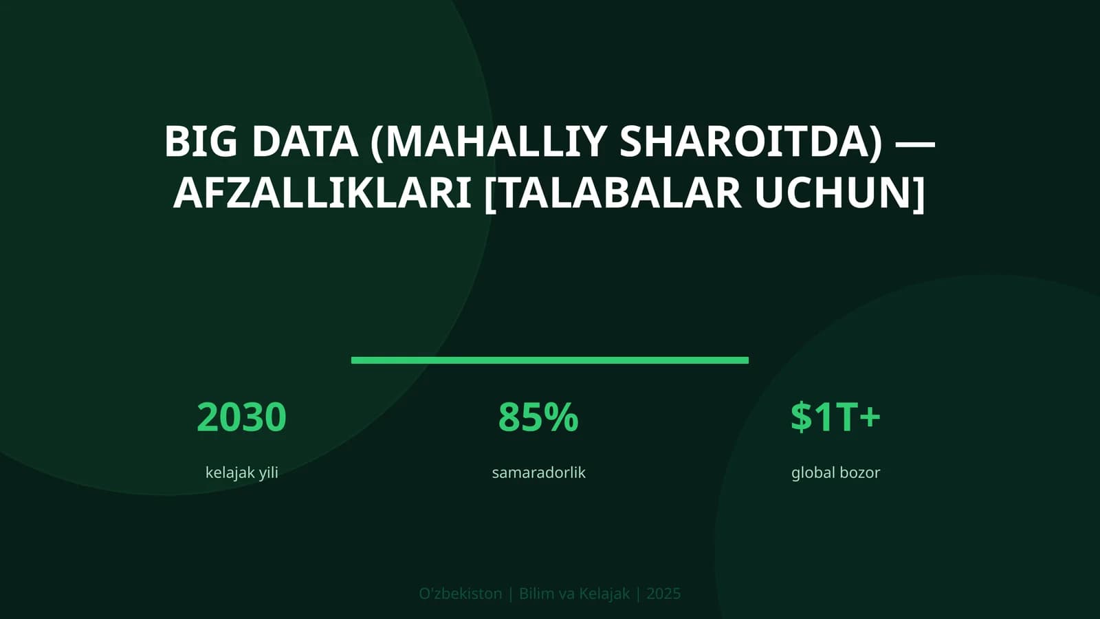 BIG DATA (MAHALLIY SHAROITDA) — AFZALLIKLARI [TALABALAR UCHUN]