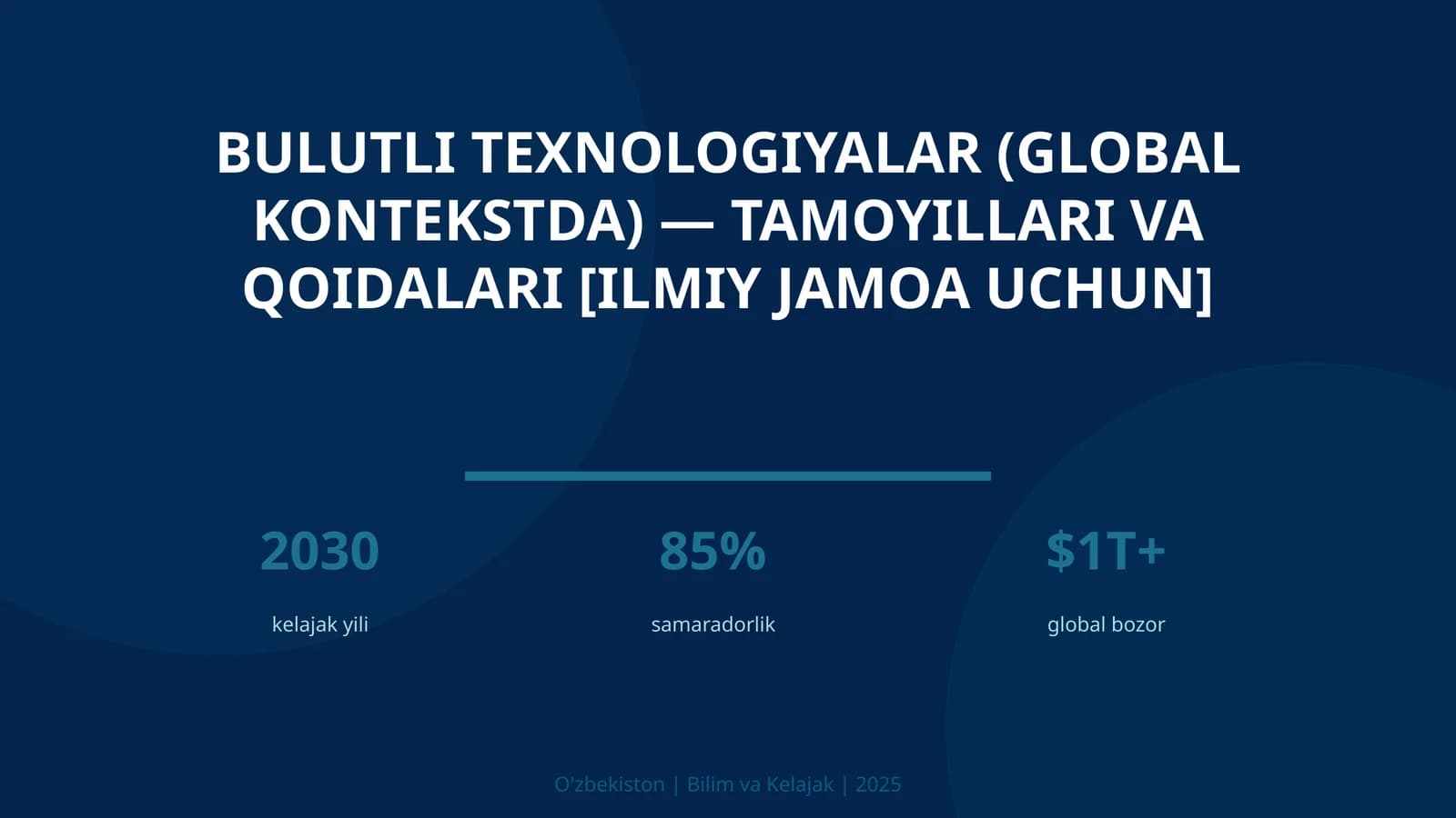 Bulutli Texnologiyalar (Global Kontekstda) — Tamoyillari va Qoidalari [Ilmiy Jamoa Uchun]