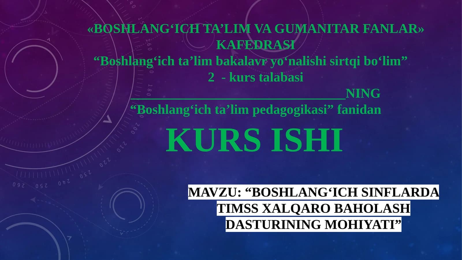 BOSHLANG‘ICH SINFLARDA TIMSS XALQARO BAHOLASH DASTURINING MOHIYATI