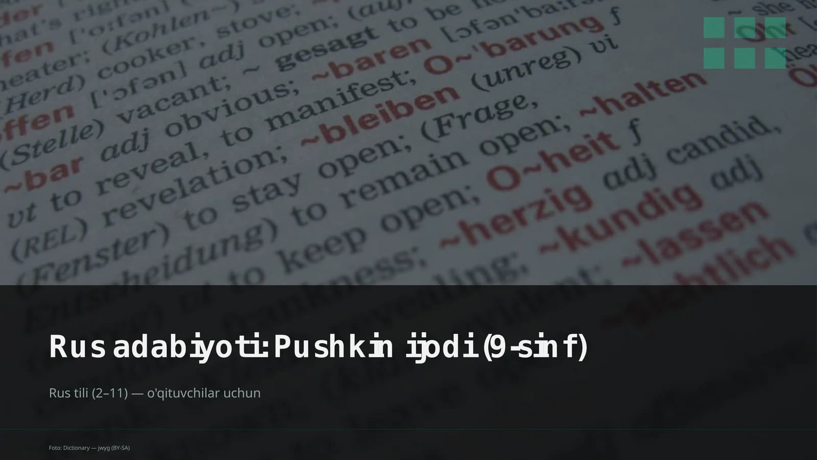 Rus adabiyoti: Pushkin ijodi (9-sinf)