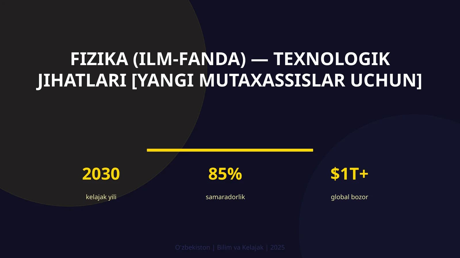 FIZIKA (ILM-FANDA) — TEXNOLOGIK JIHATLARI [YANGI MUTAXASSISLAR UCHUN]