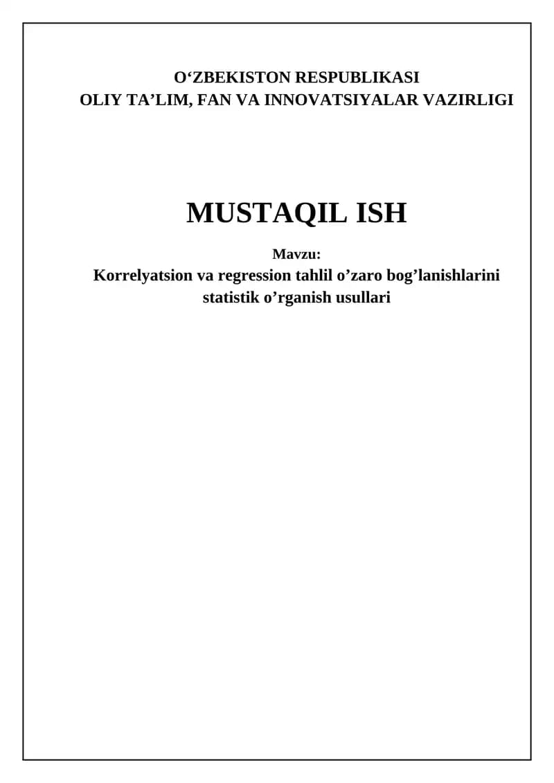 Korrelatsiya va regressiya tahlili