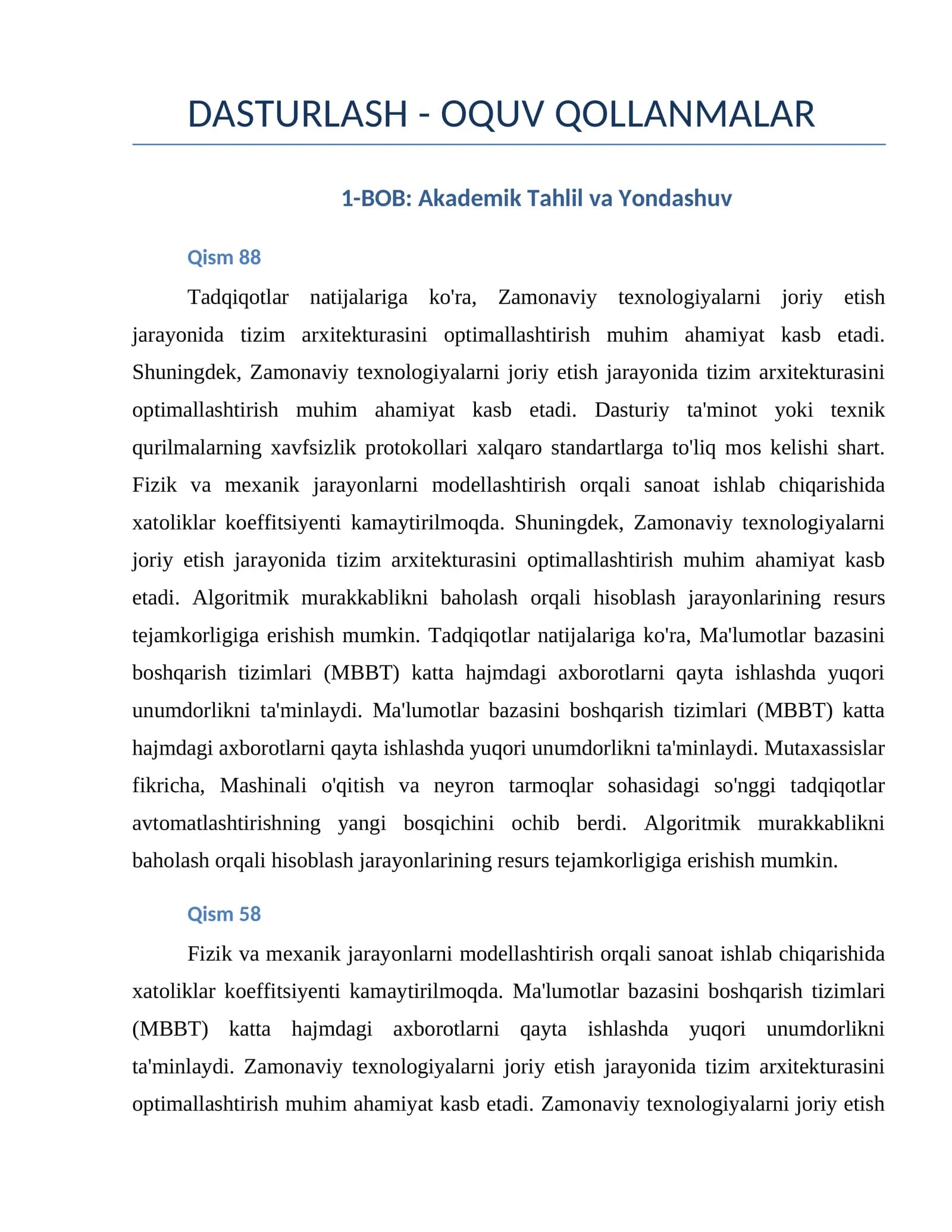 Akademik Tahlil va Yondashuv