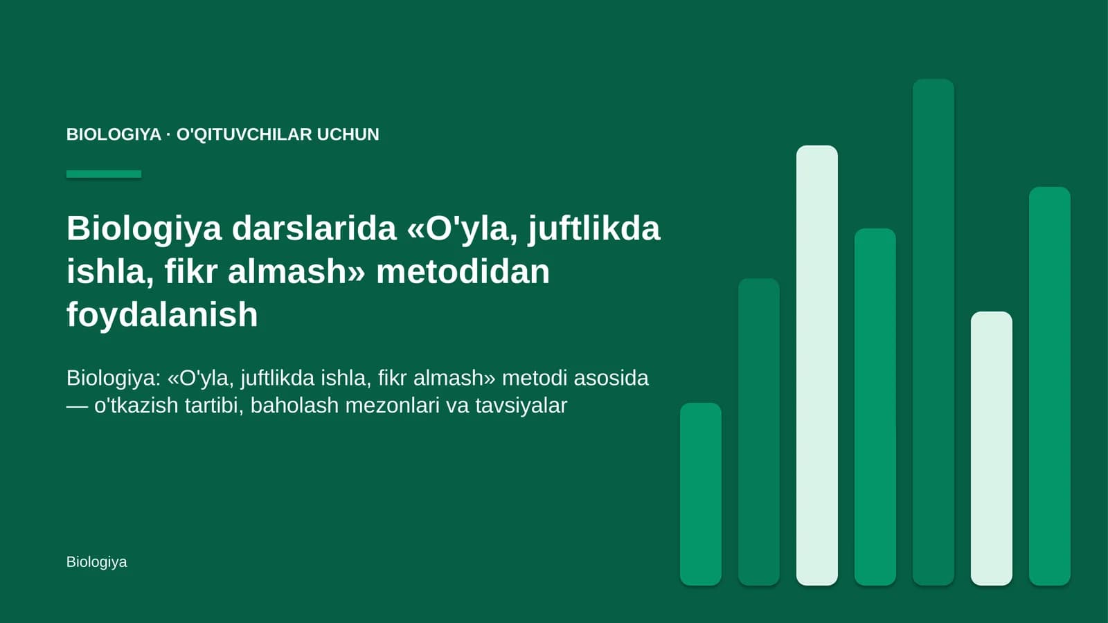biologiya darslarida o'yla juftlikda ishla fikr almash metodidan foydalanish 8884