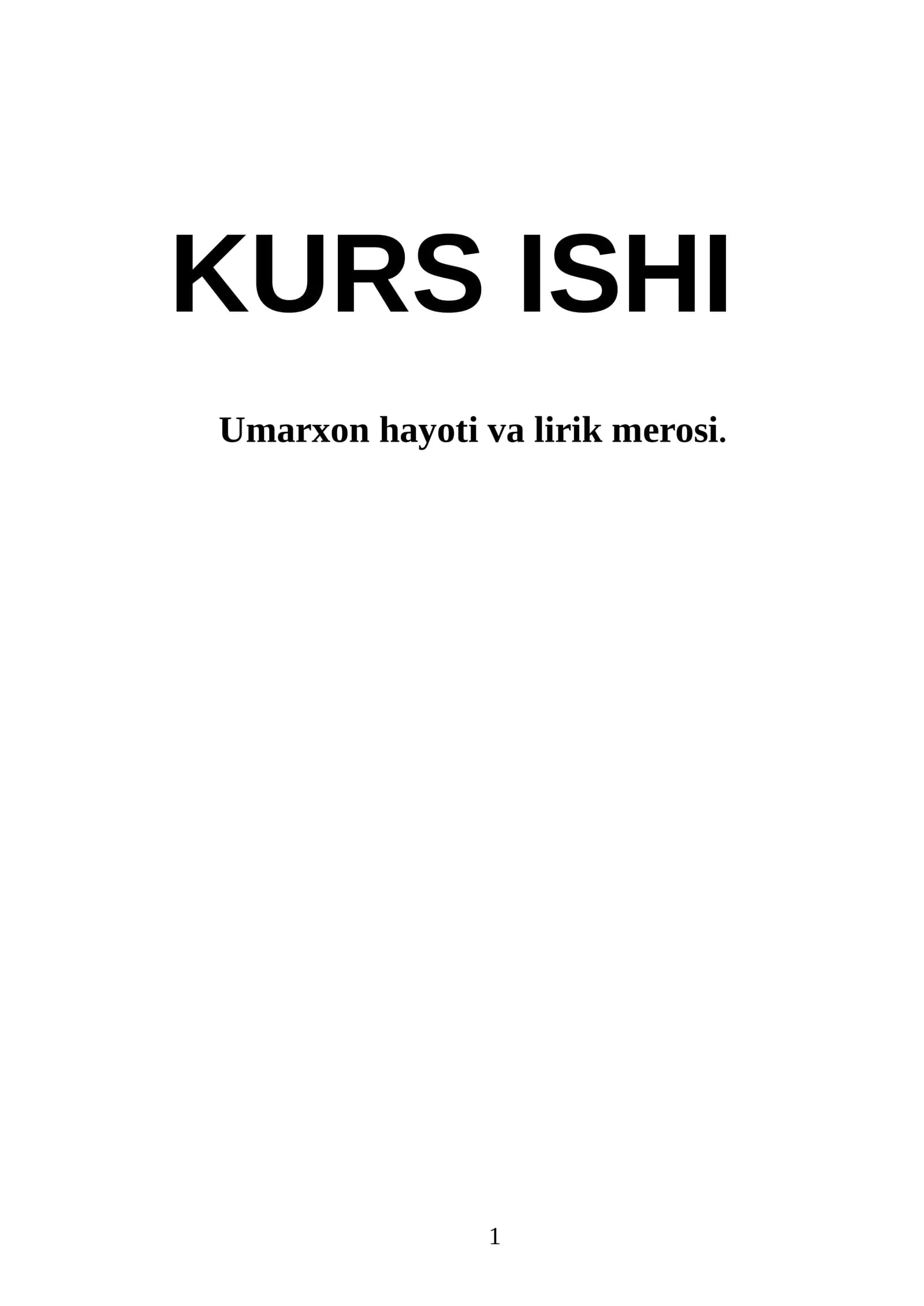 Umarxon hayoti va lirik merosi