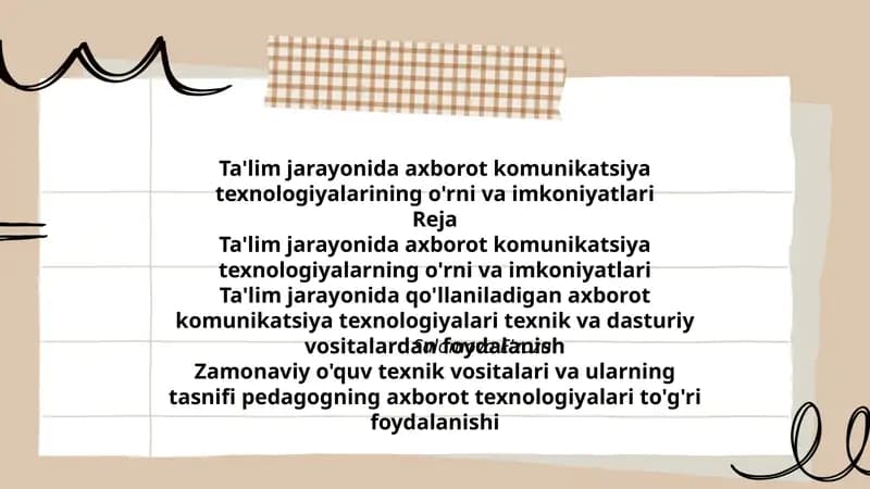 Ta'lim jarayonida axborot komunikatsiya texnologiyalarining o'rni va imkoniyatlari