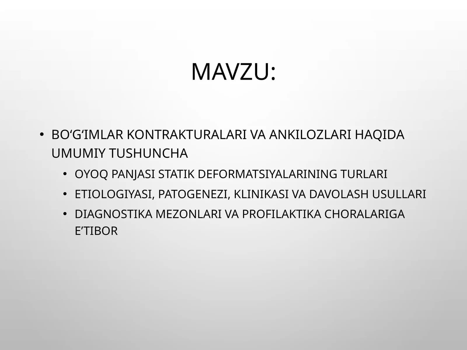 Oyoq panjasi statik deformatsiyalari