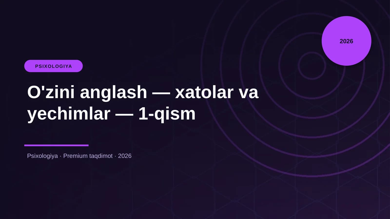 O'zini anglash — xatolar va yechimlar — 1-qism