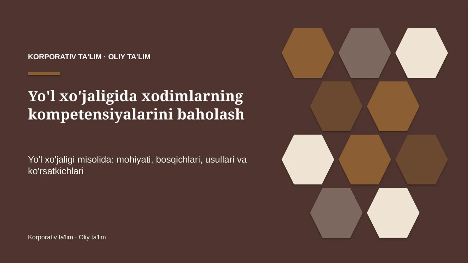 Yo'l xo'jaligida xodimlarning kompetensiyalarini baholash