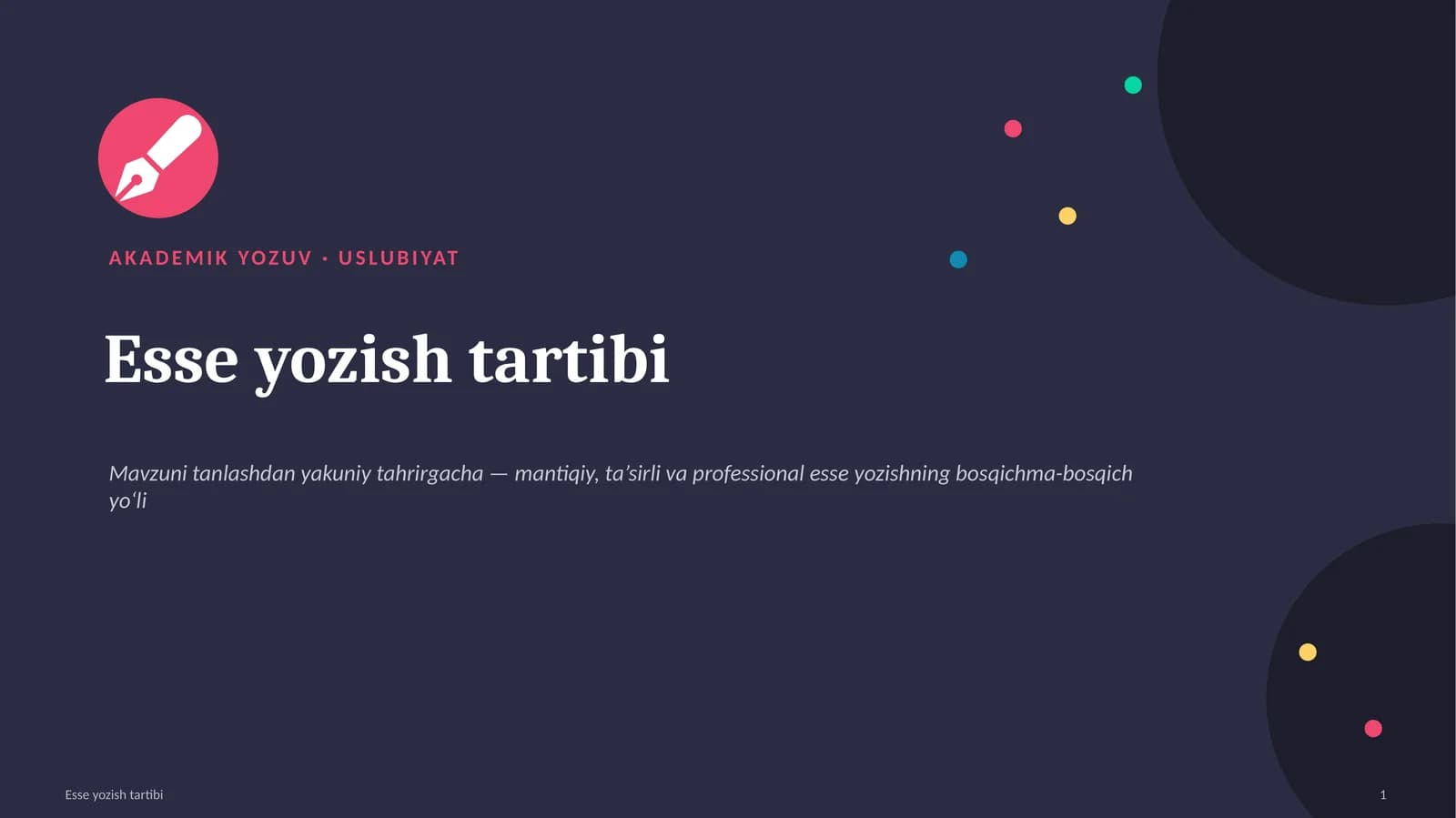 Esse yozish tartibi