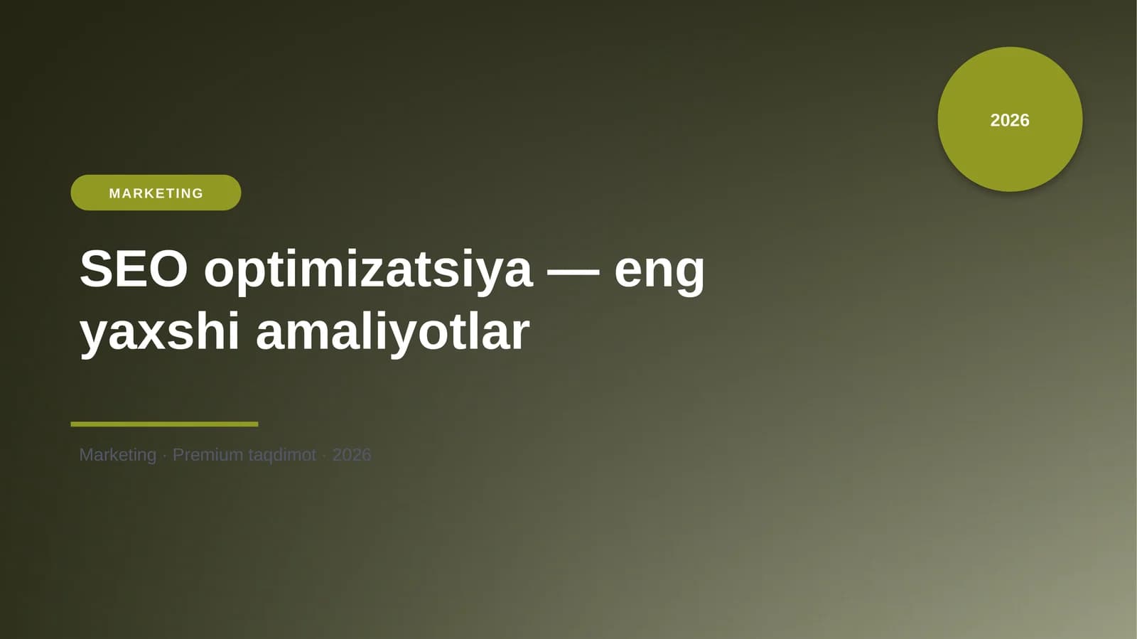 SEO optimizatsiya — eng yaxshi amaliyotlar