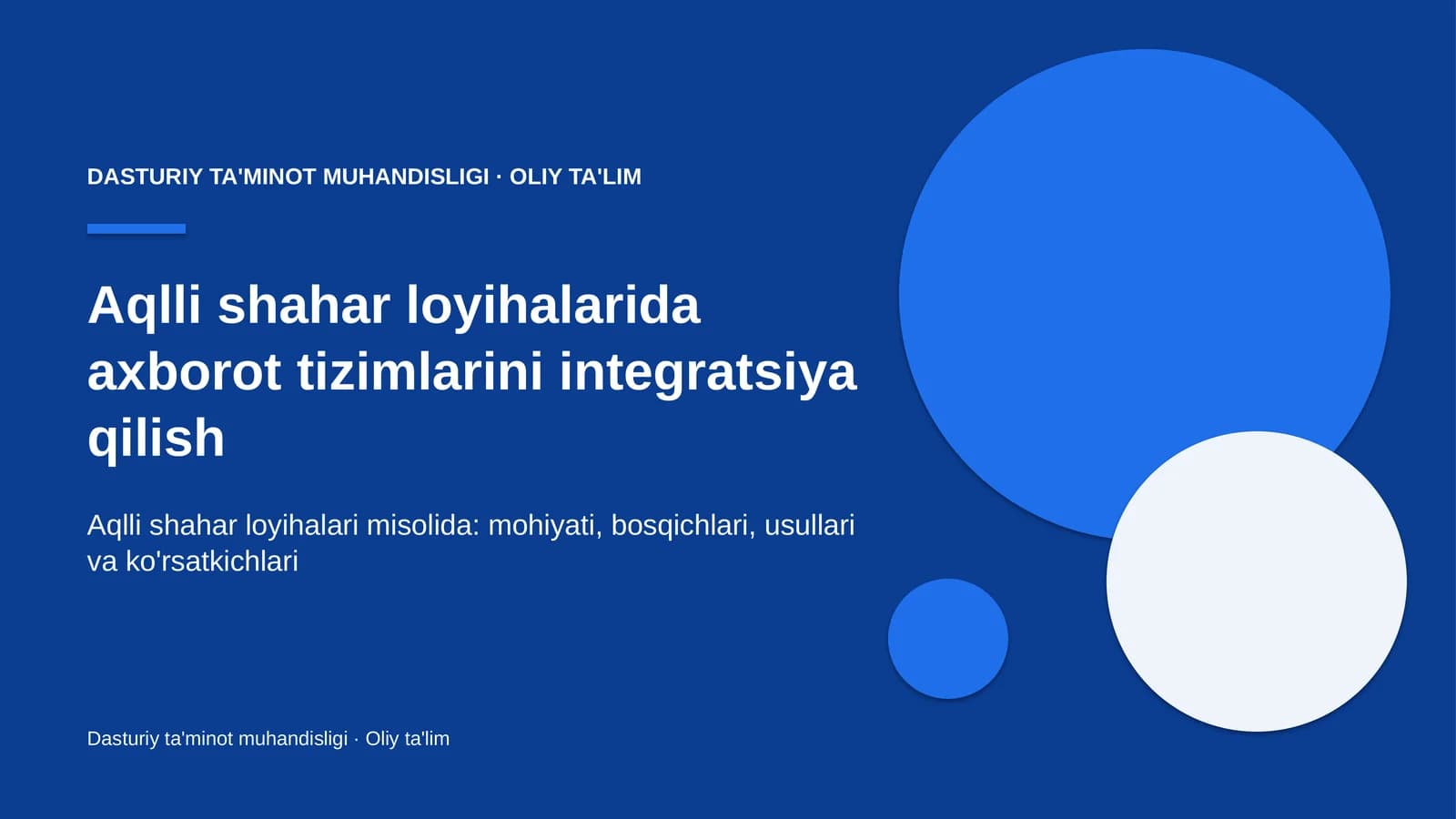 DASTURIY TA'MINOT MUHANDISLIGI · OLIY TA'LIM
