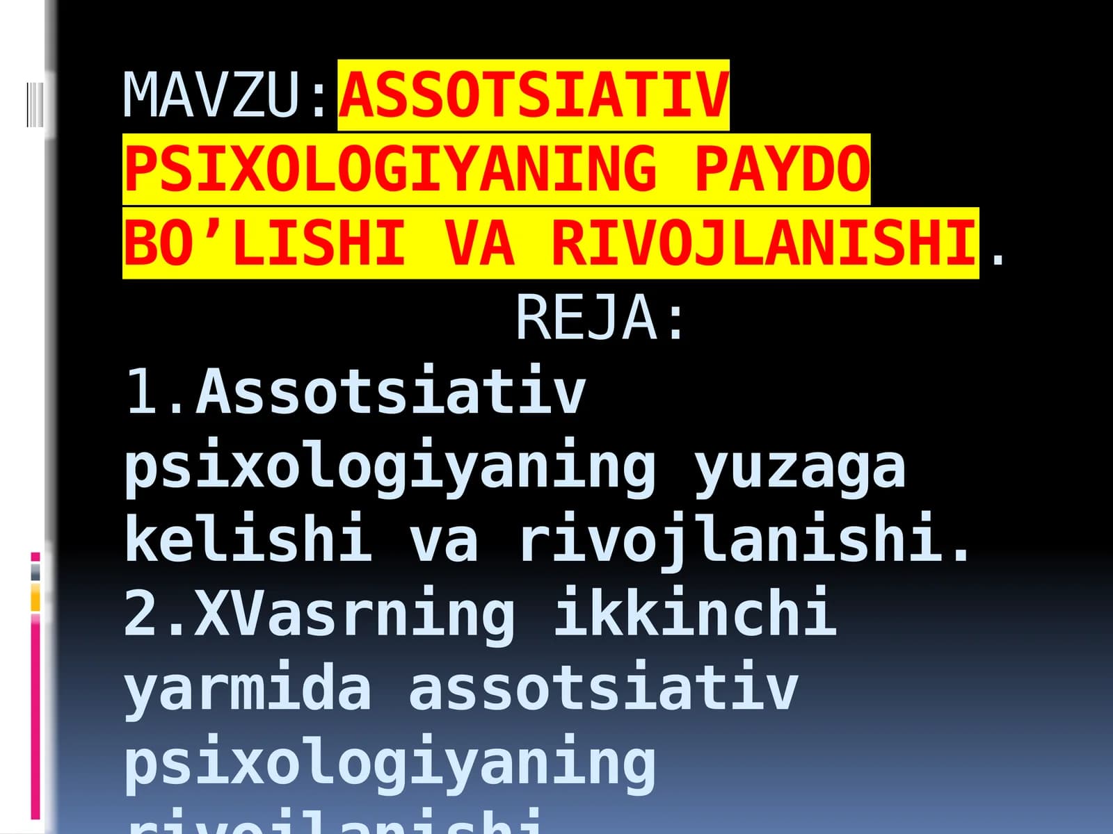 Assotsiativ psixologiyadan namunalar