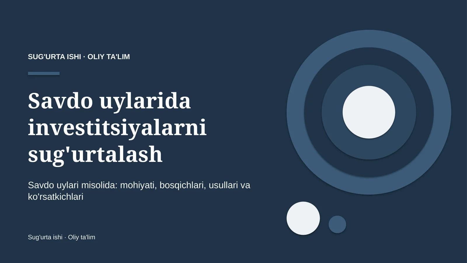 Savdo uylarida investitsiyalarni sug'urtalash