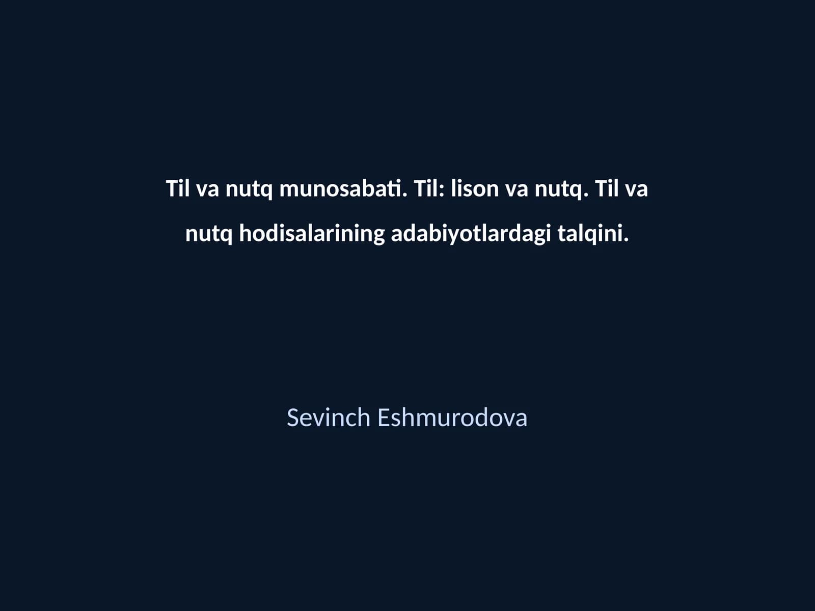 Til va nutq munosabati