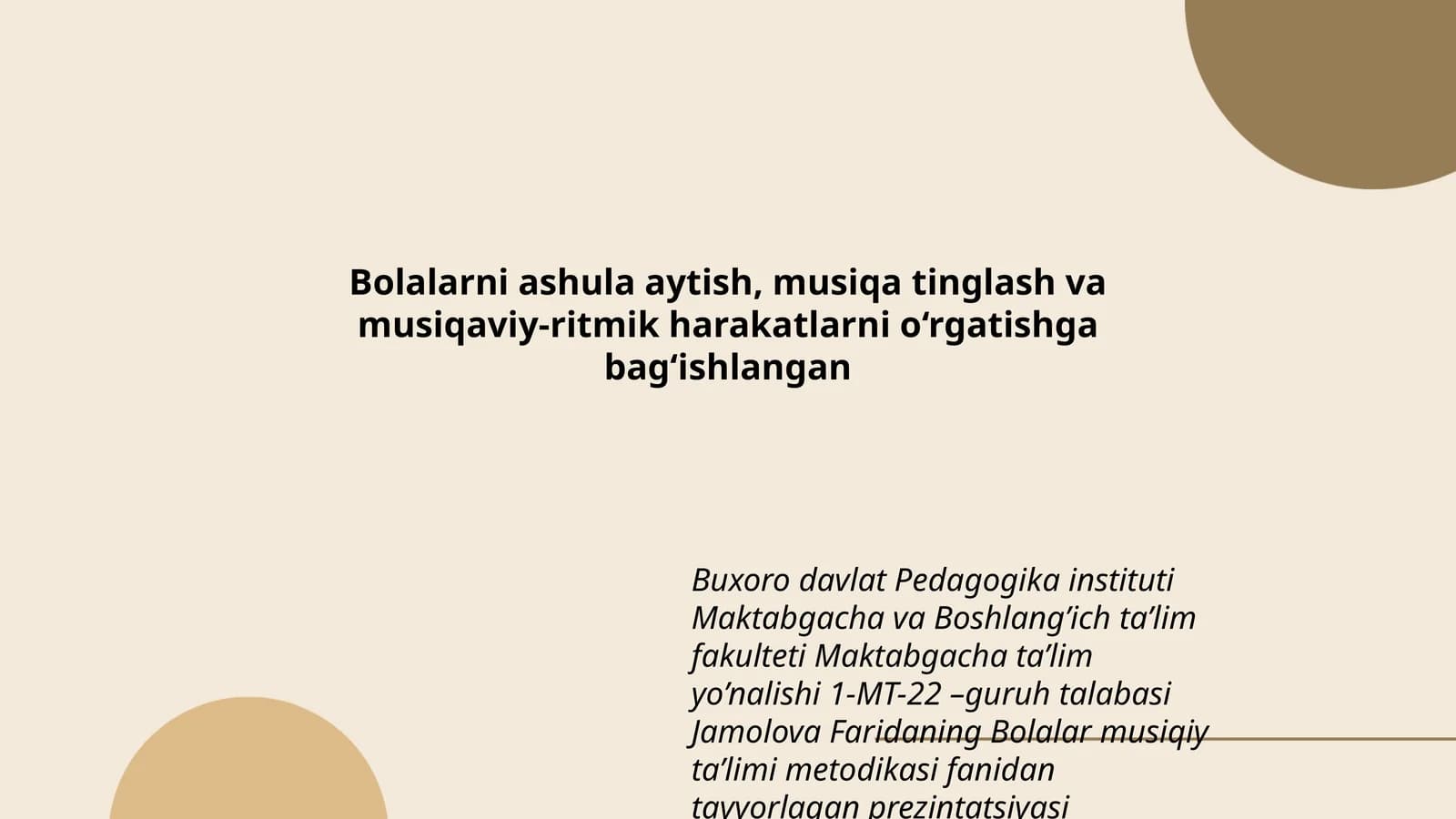 Bolalar musiqiy ta'limi metodikasi