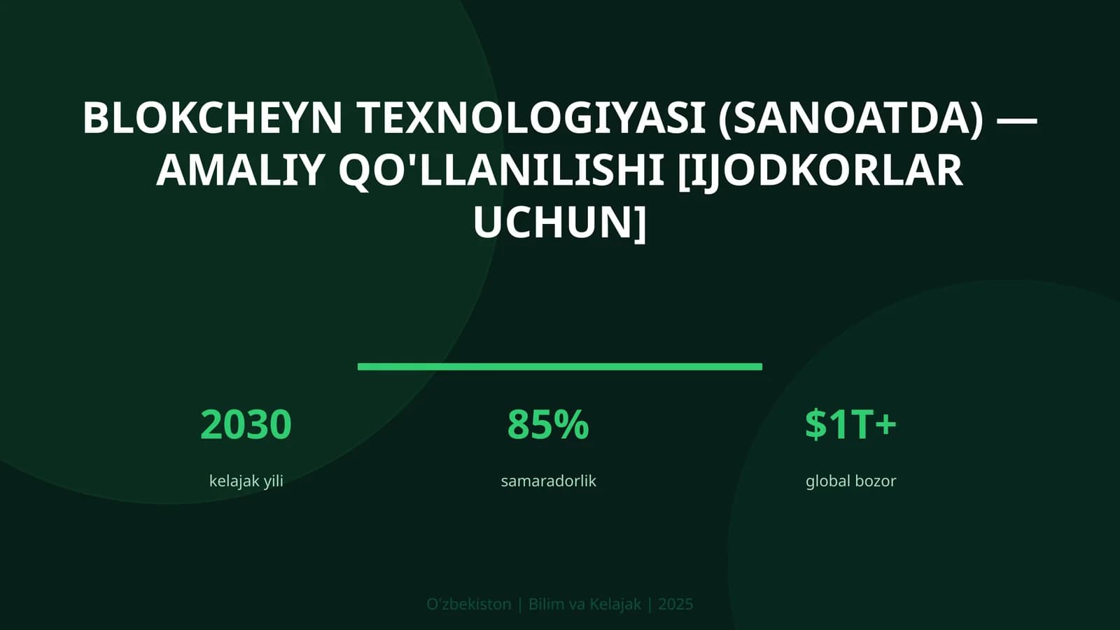 Blokcheyn texnologiyasi (sanoatda) — amaliy qo'llanilishi [ijodkorlar uchun]
