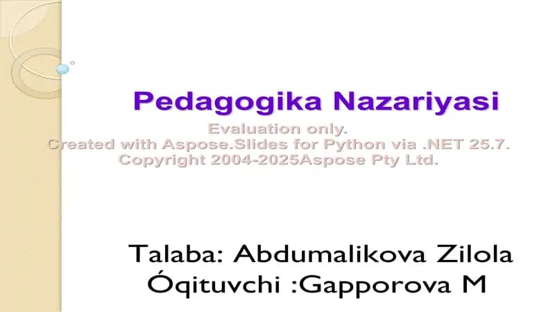 Pedagogika Nazariyasi