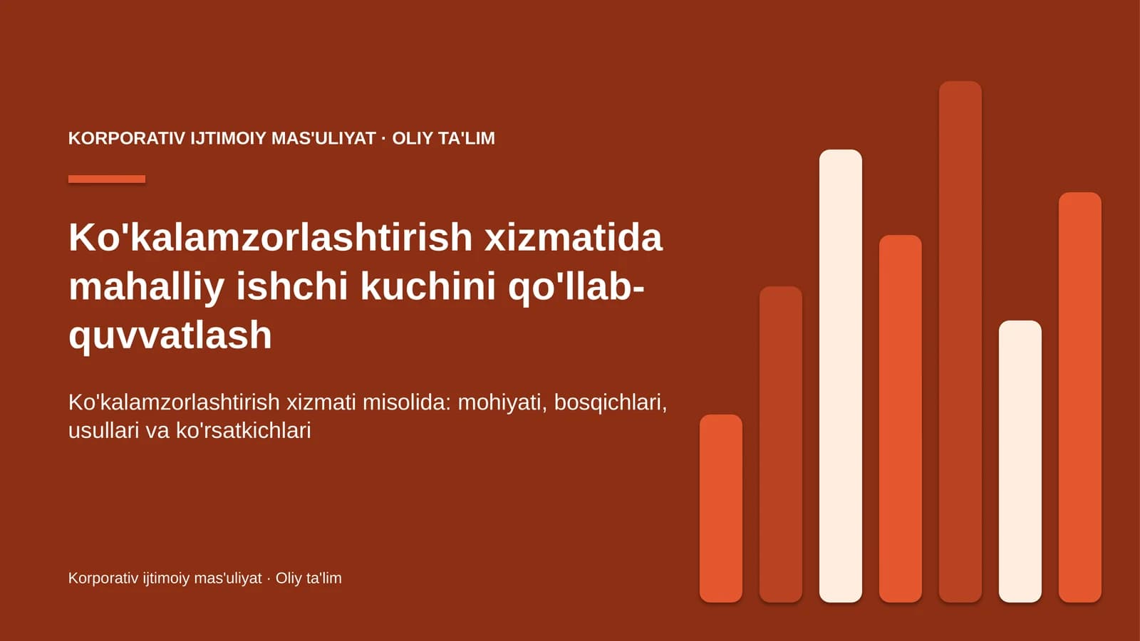 Ko'kalamzorlashtirish xizmatida mahalliy ishchi kuchini qo'llab-quvvatlash