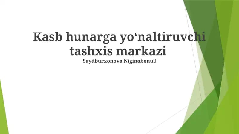 Kasb hunarga yoʻnaltiruvchi tashxis markazi