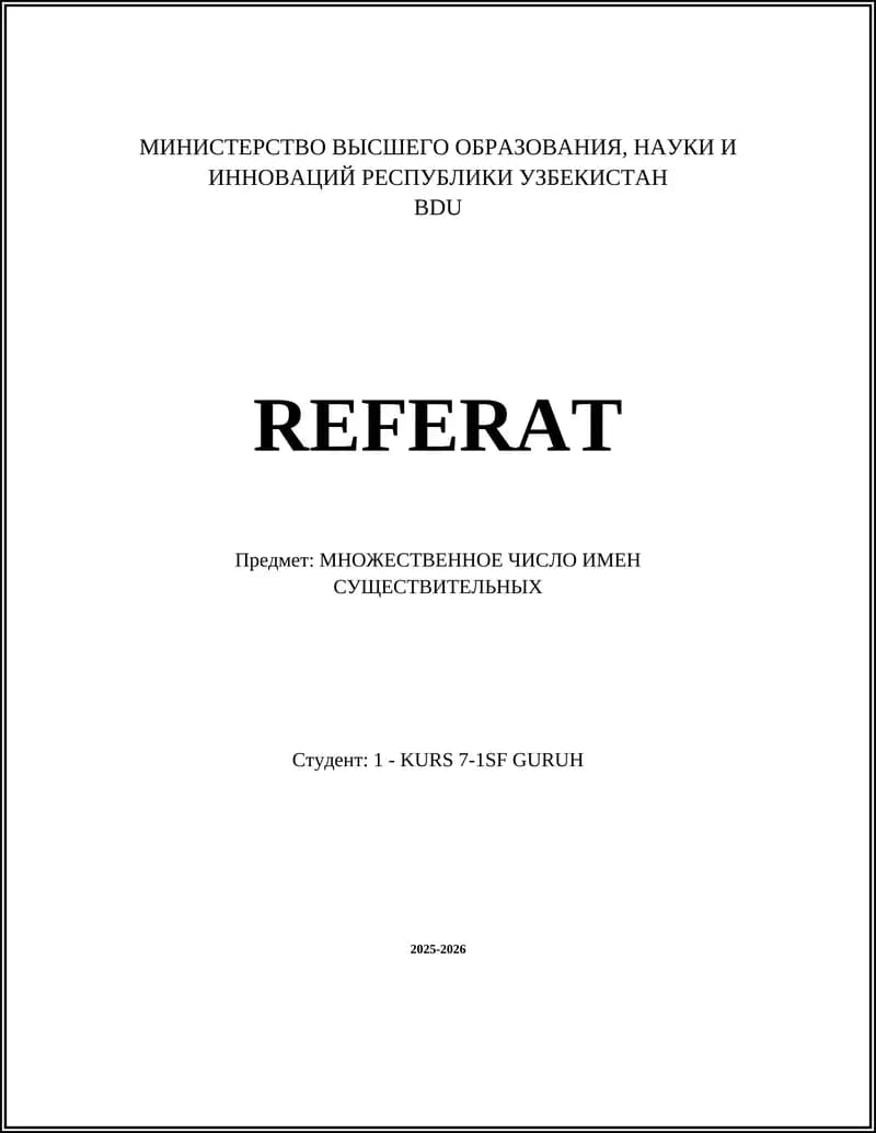 МНОЖЕСТВЕННОЕ ЧИСЛО ИМЕН СУЩЕСТВИТЕЛЬНЫХ