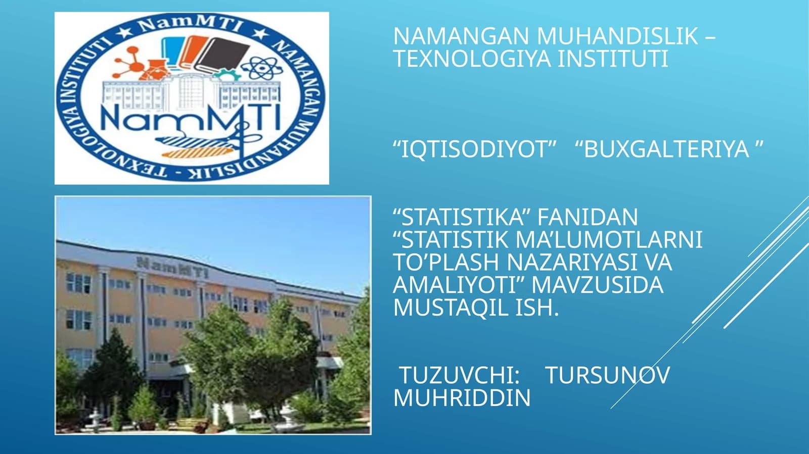 Statistik ma’lumotlarni to’plash nazariyasi va amaliyoti
