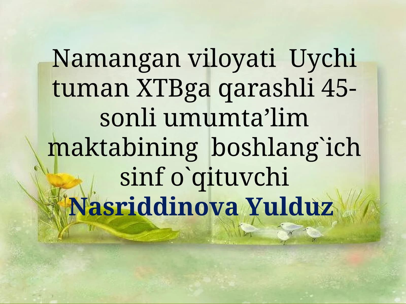 4-sinf Ona tili fanidan So'z turkumlari mavzuda dars ishlanma