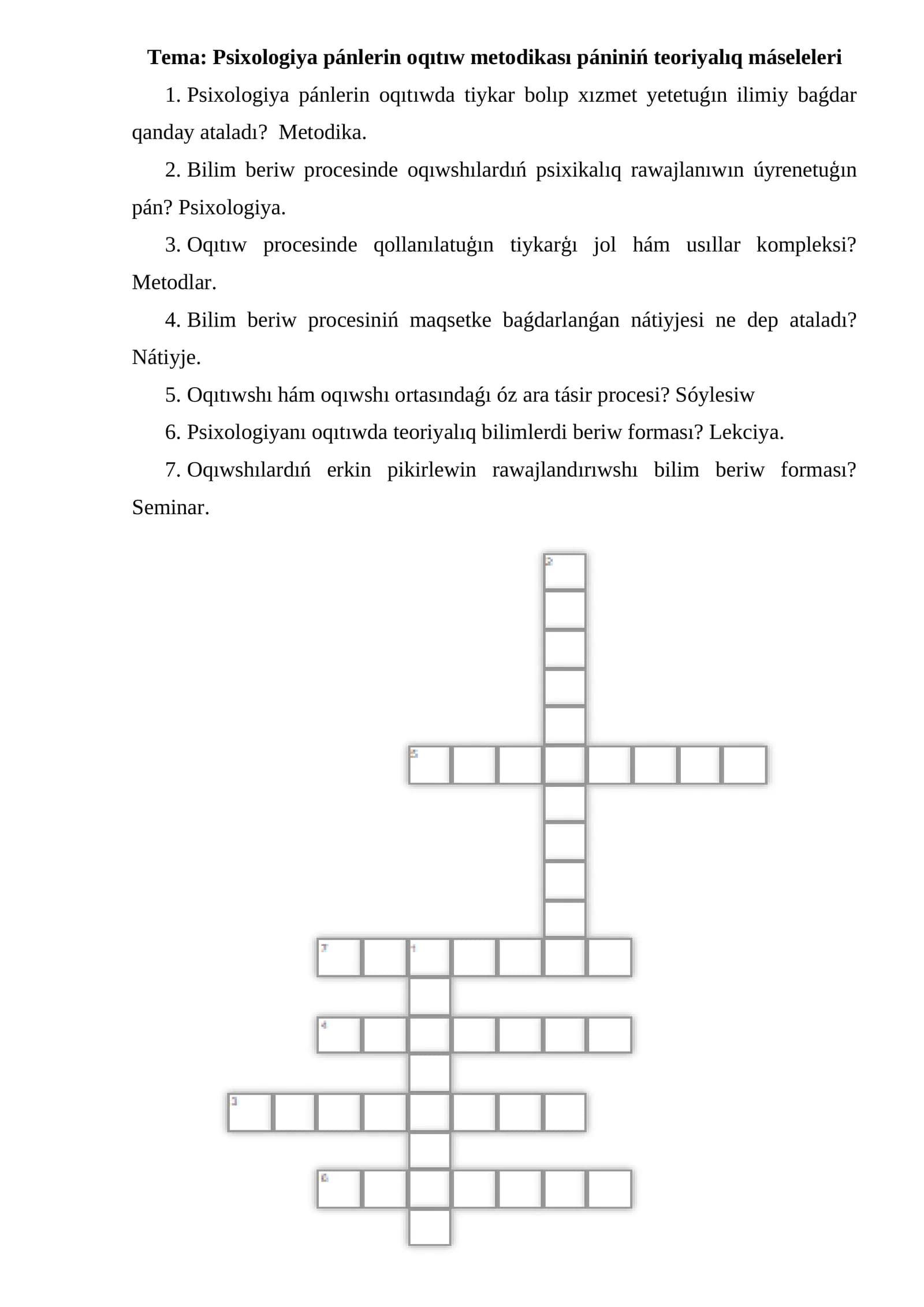 Psixologiya pánlerin oqıtıw metodikası pániniń teoriyalıq máseleleri