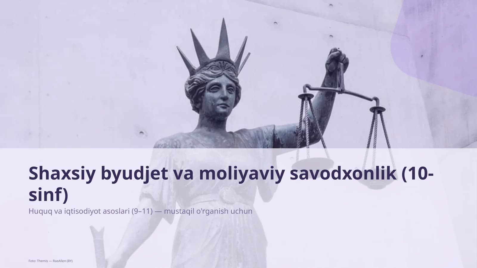 Shaxsiy byudjet va moliyaviy savodxonlik (10-sinf)