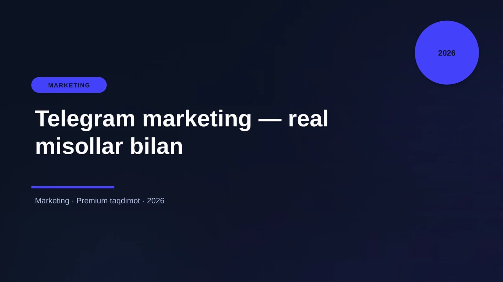 Telegram marketing — real misollar bilan