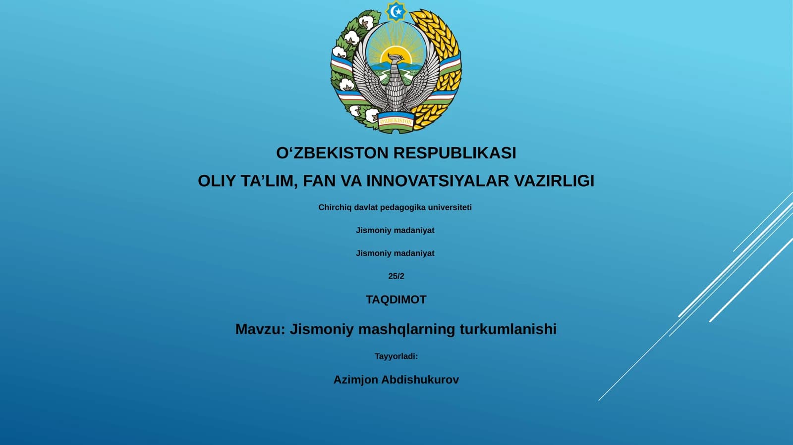 Jismoniy mashqlarning turkumlanishi