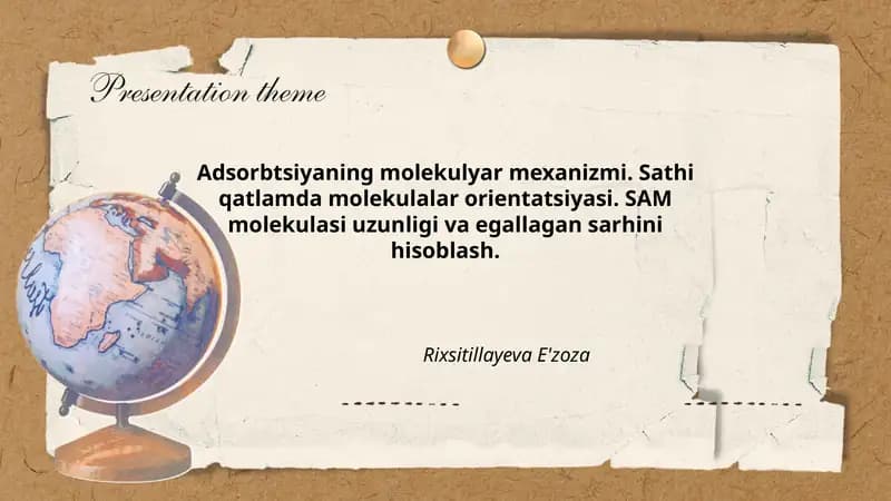 Adsorbtsiyaning molekulyar mexanizmi