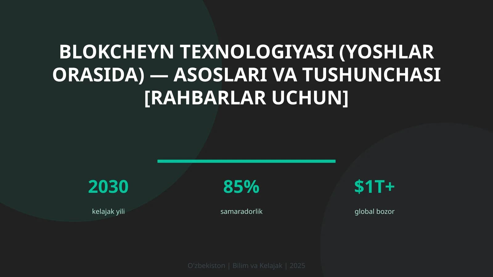 Blokcheyn texnologiyasi (yoshlar orasida) — asoslari va tushunchasi [rahbarlar uchun]
