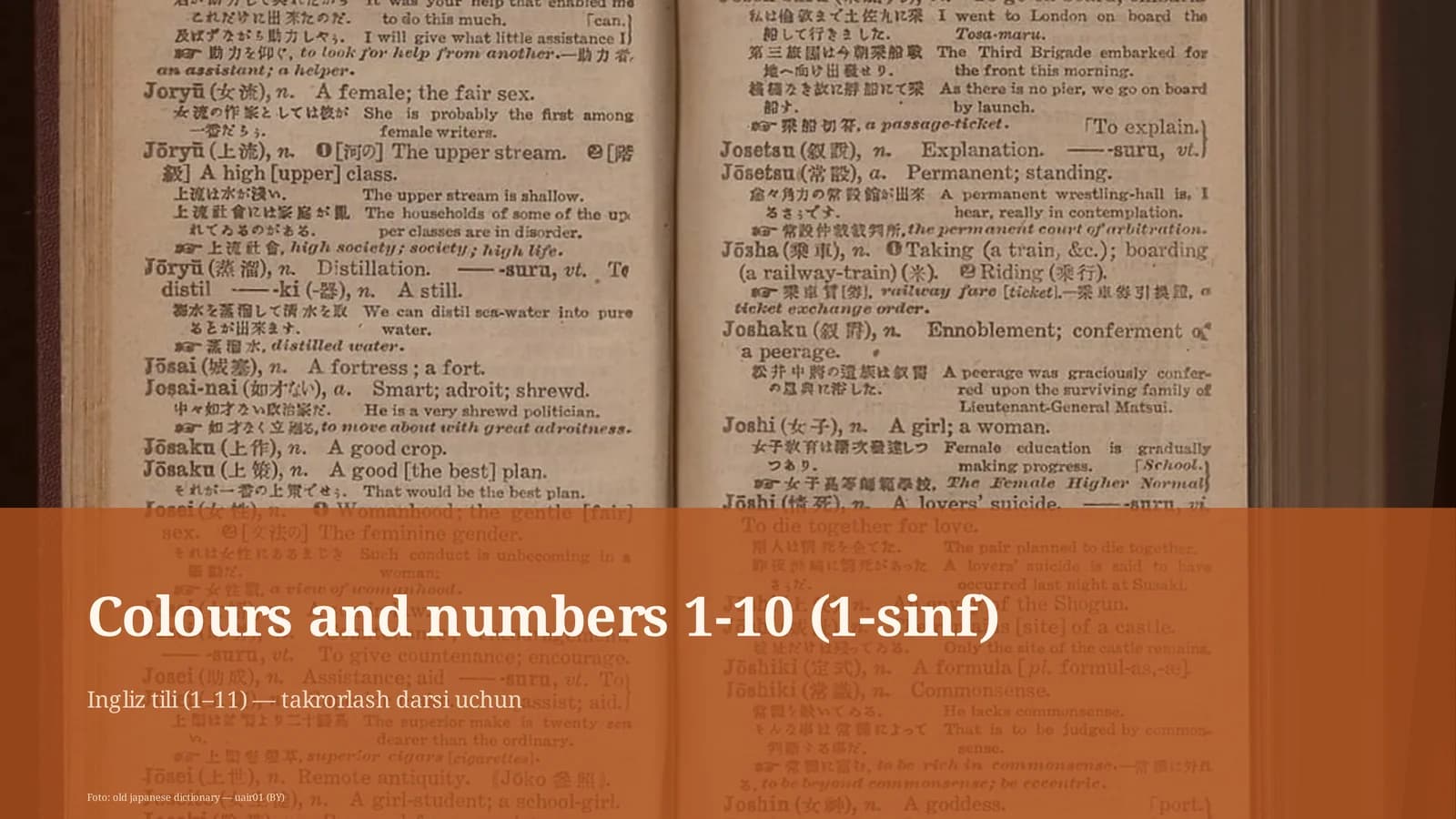 Colours and numbers 1-10 (1-sinf)