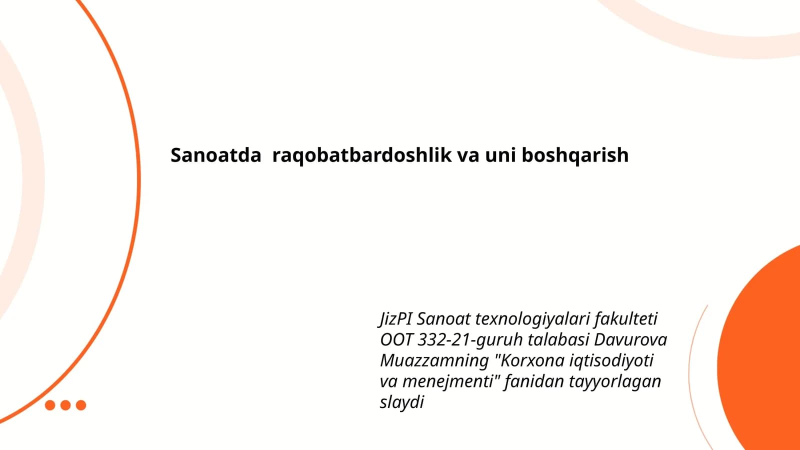 Korxona iqtisodiyoti va menejmenti slaydi