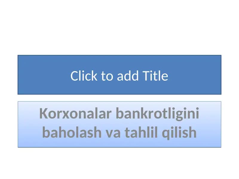 Iqtisodiy nochorlikni baholash va tahlil qilish