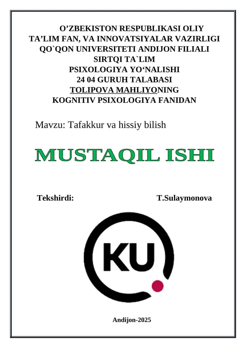 Tafakkur va hissiy bilish