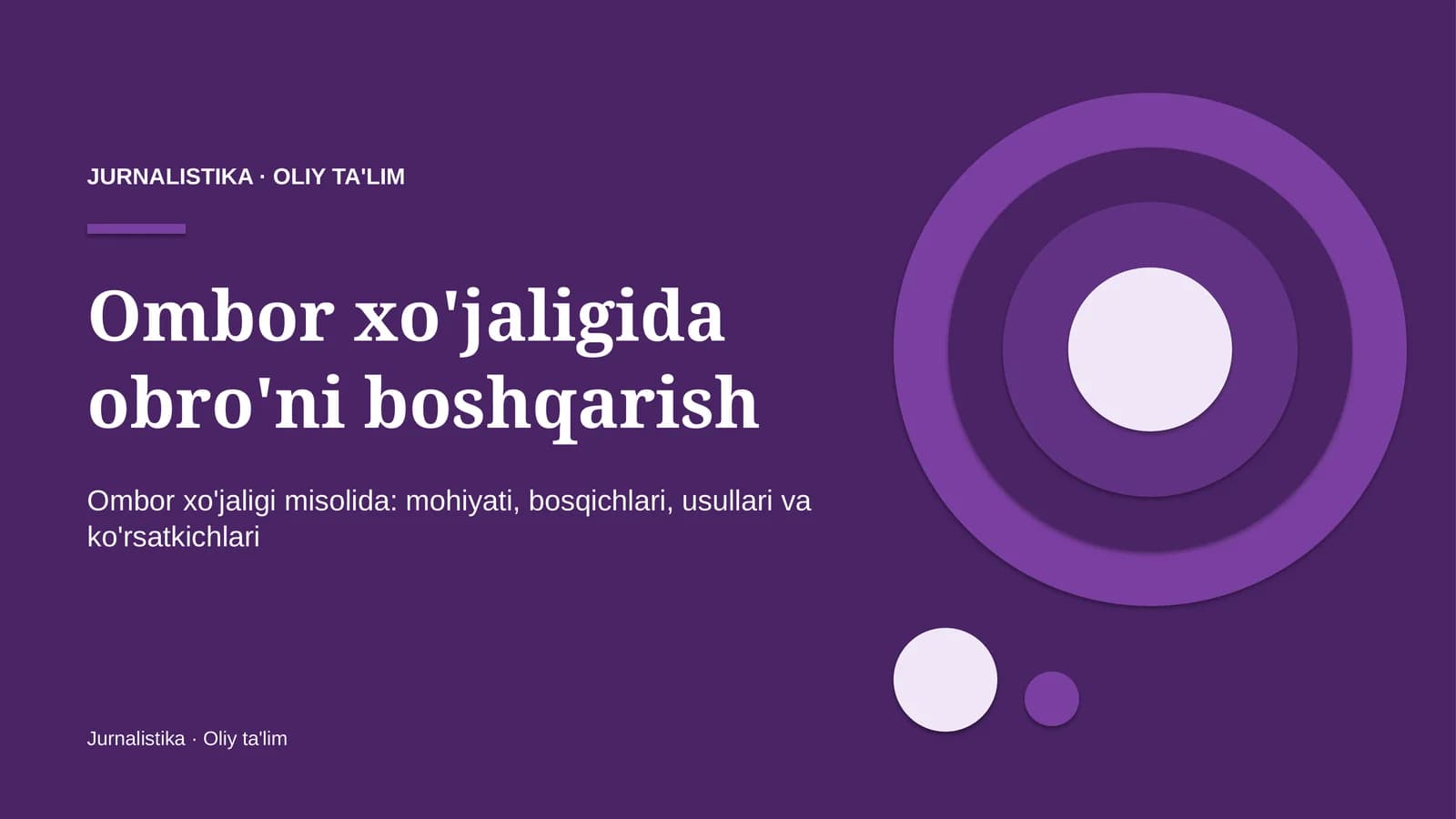Ombor xo'jaligida obro'ni boshqarish