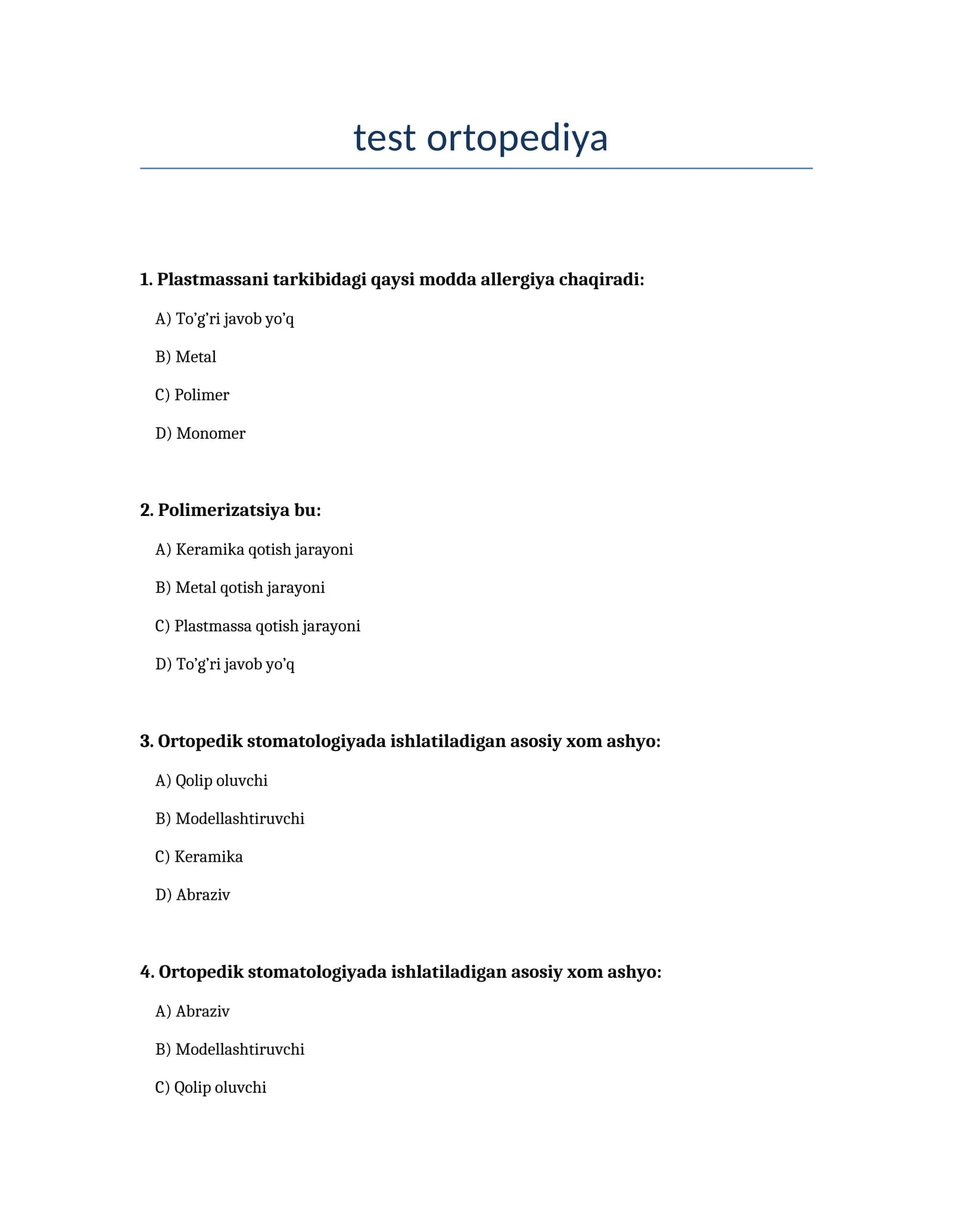 Test Ortopediya