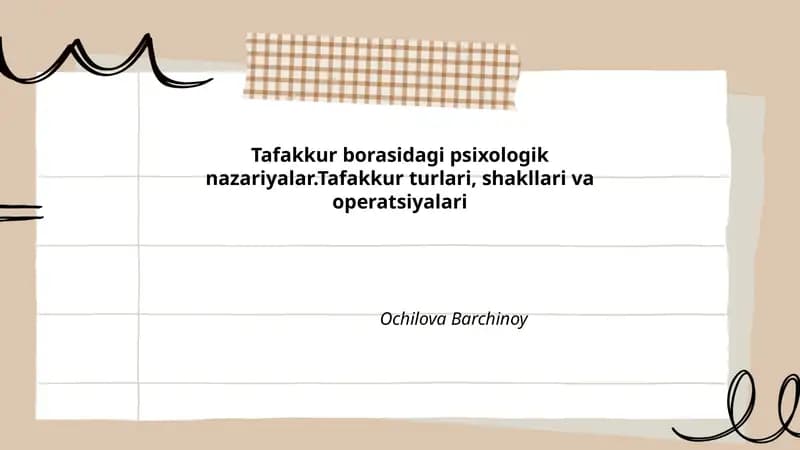 Tafakkur borasidagi psixologik nazariyalar