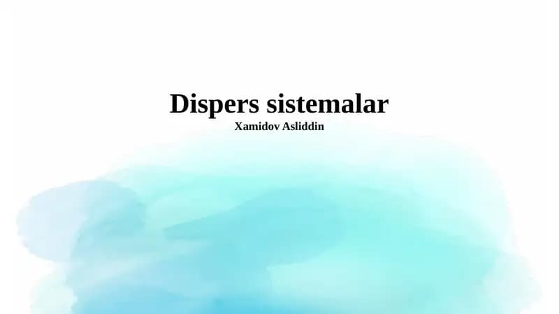 Dispers sistemalar