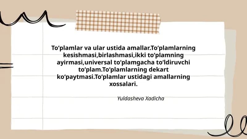 Toʻplamlar va ular ustida amallar