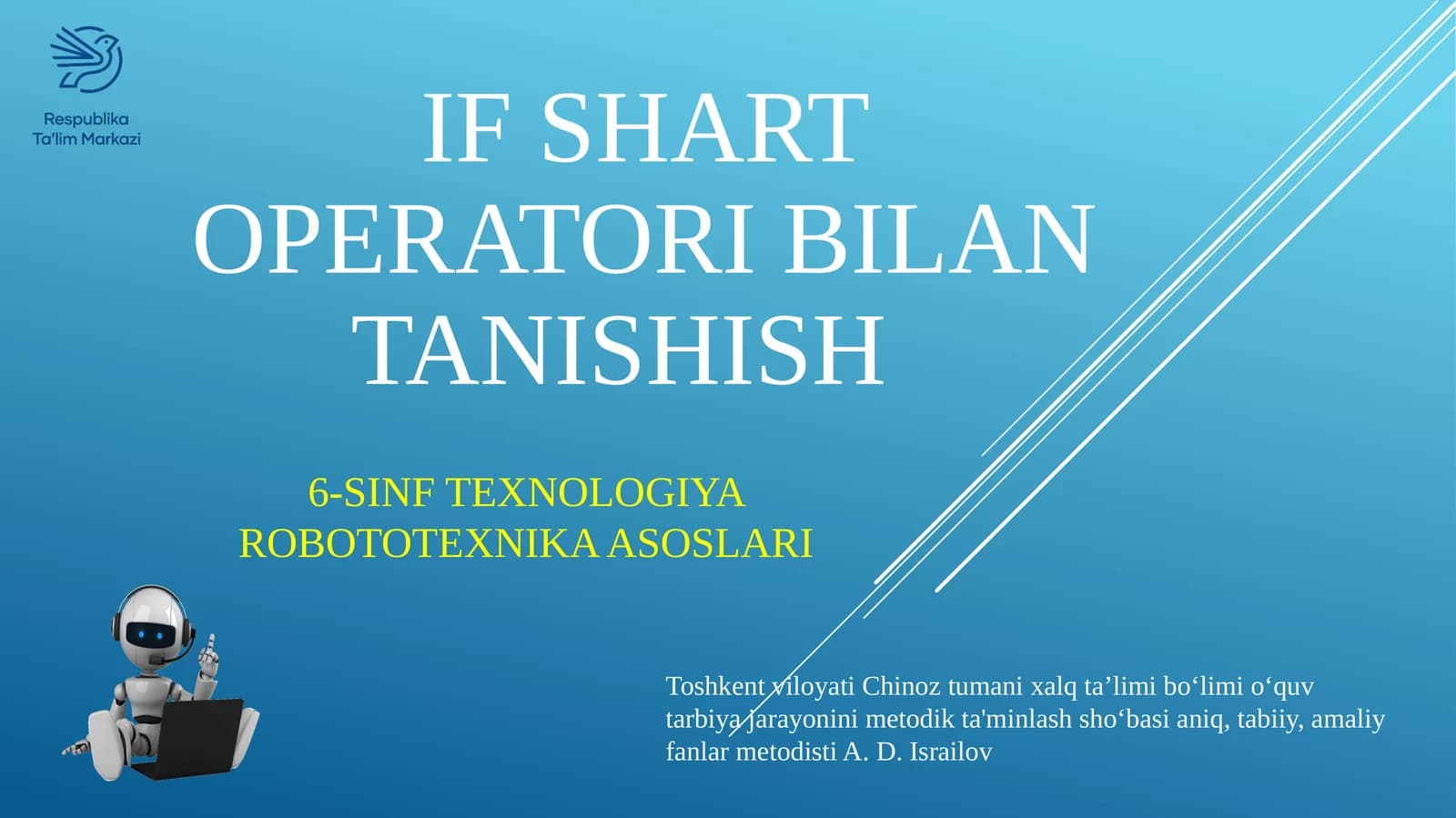 6-sinf Texnologiya Arduinoda If shart operatori bilan tanishish dars taqdimot