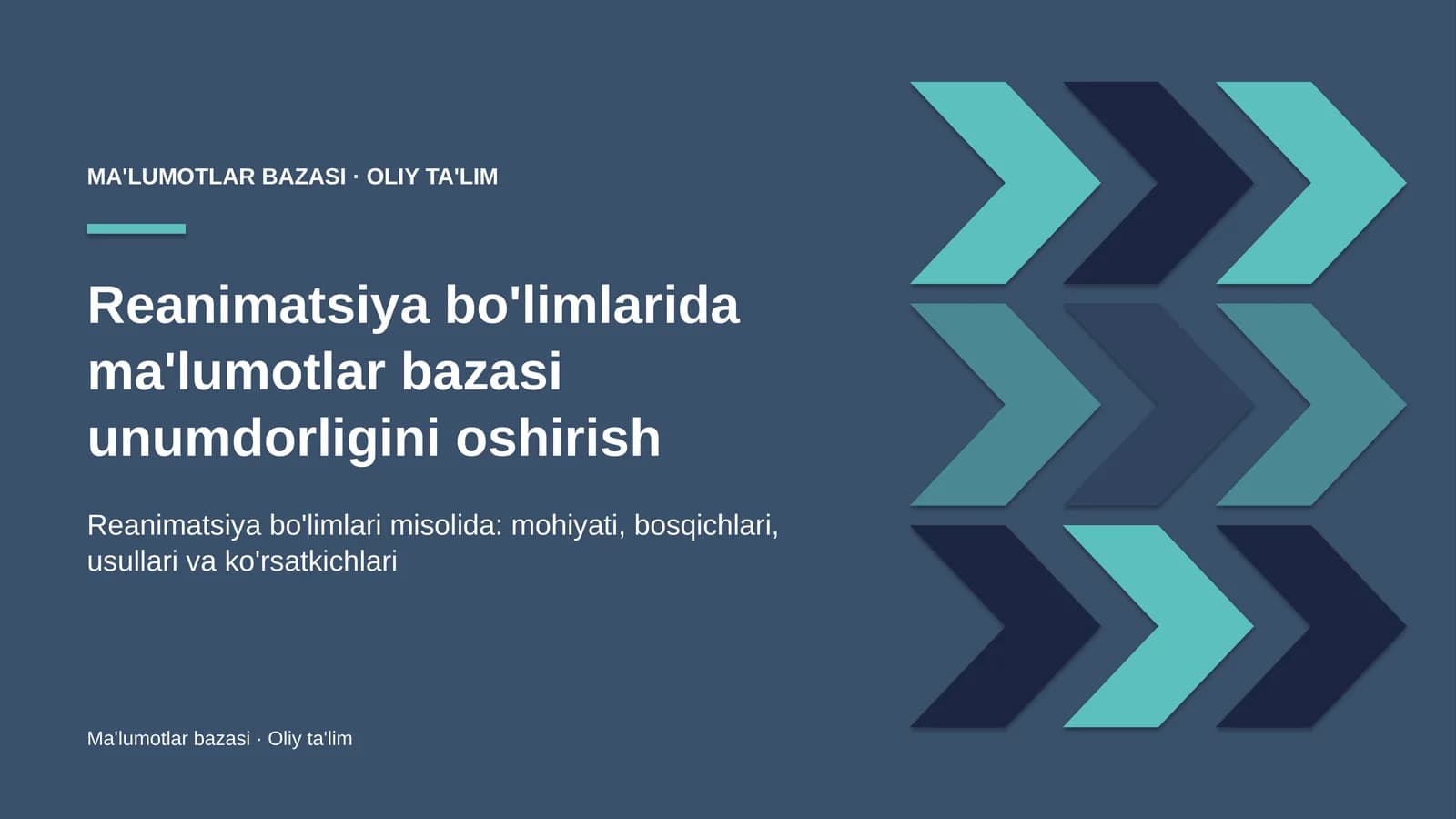 reanimatsiya bo'limlarida ma'lumotlar bazasi unumdorligini oshirish 4418