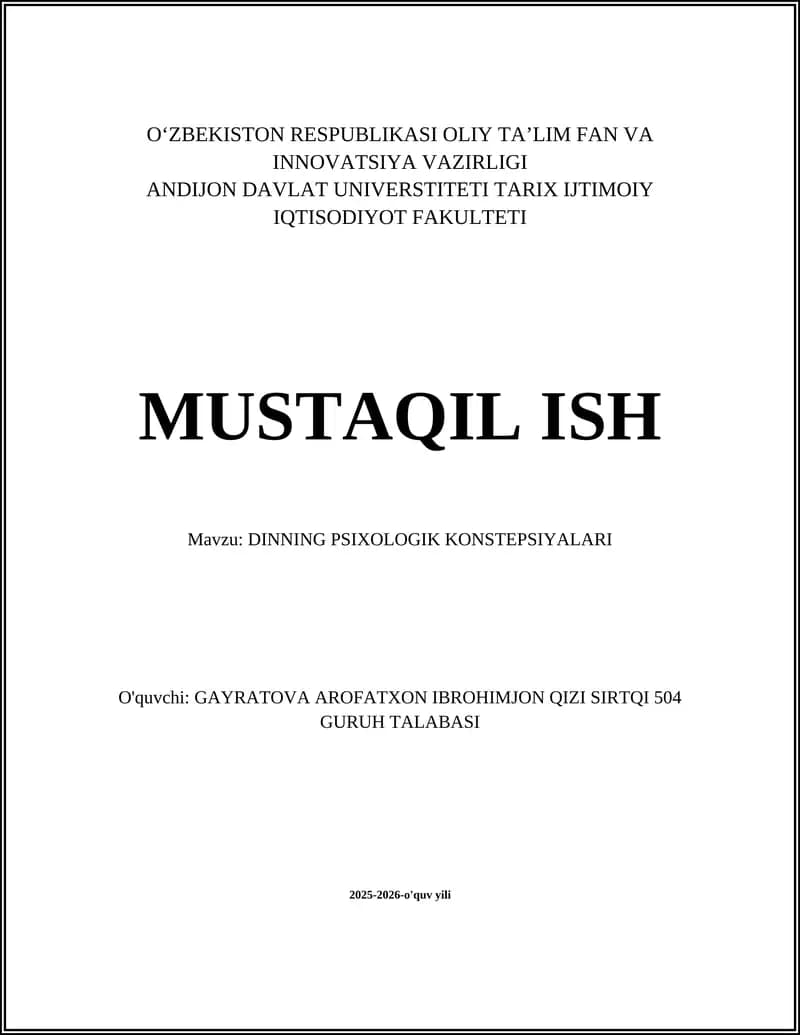 DINNING PSIXOLOGIK KONSTEPSIYALARI