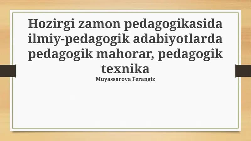 Ilmiy-Pedagogik Adabiyotlarda Pedagogik Texnologiyalar