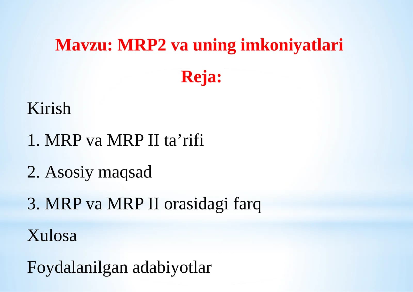 MRP va MRP II ta’rifi
